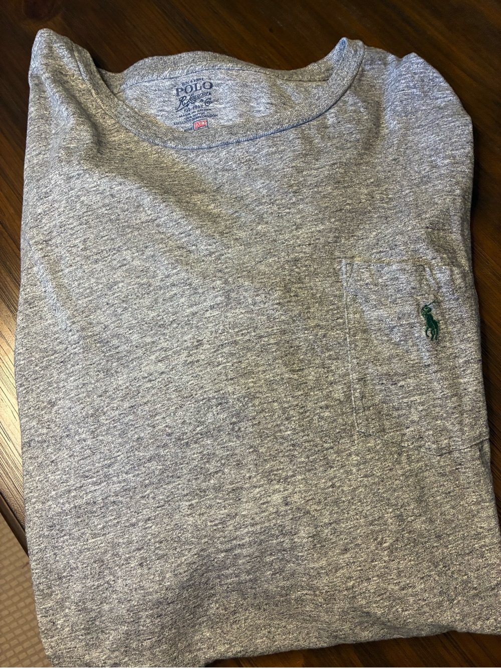 Polo by Ralph Lauren Gray Heather Short Sleeve Pocket Tee with Green Pony